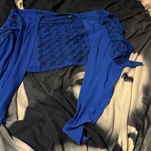 Susan Graver Royal Blue Lace Cardigan
